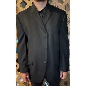DKNY Essentials Solid Black Wool Sports Coat Jacket Men's 46R